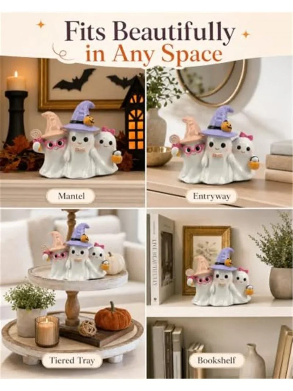 Halloween Decoration Indoor Ghost Figurine (White Ghost Trio)